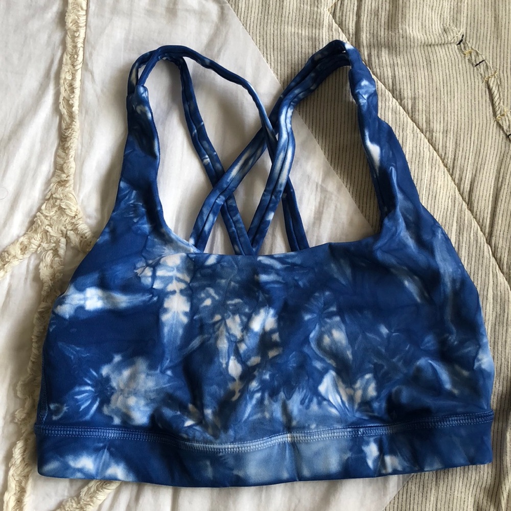 Blue tie die lululemon bra